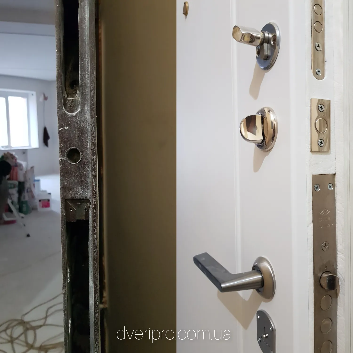 Установили нижний замок Ciza, верхний замок Mul-T-Lock под цилиндр и ночник на Оболоне.